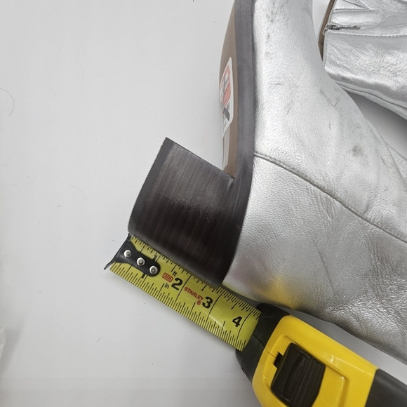 Madewell Darcy Ankle Boot Silver Metallic Stacked Heel Zip-Up Size 9 - Picture 14 of 16